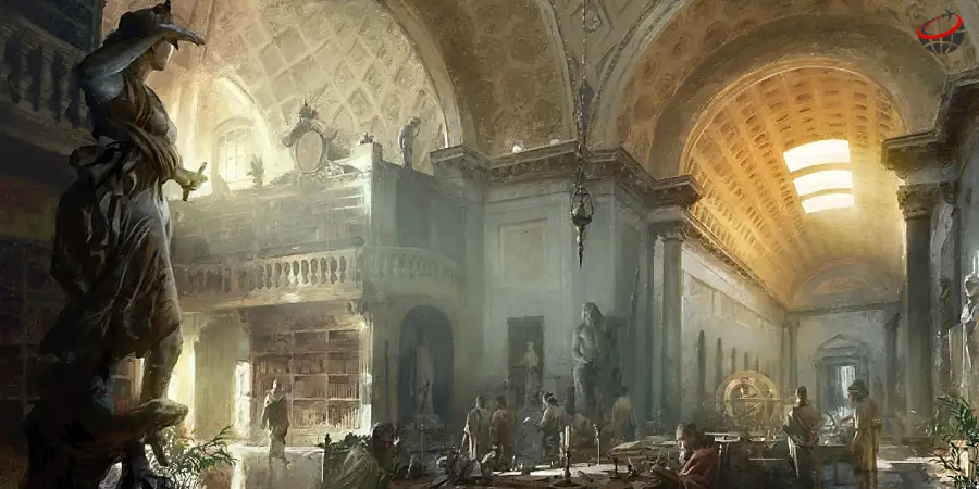 نقاشی کتابخانه باستانی